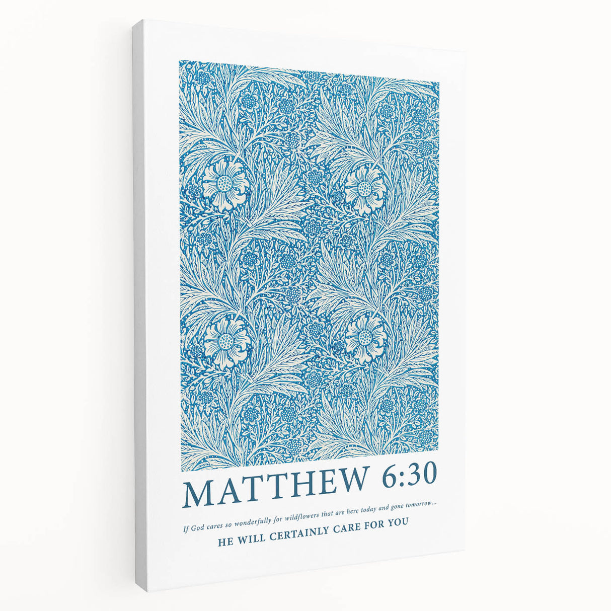 Biblical Typography Wall Art - Matthew 6:30 Floral Canvas Print