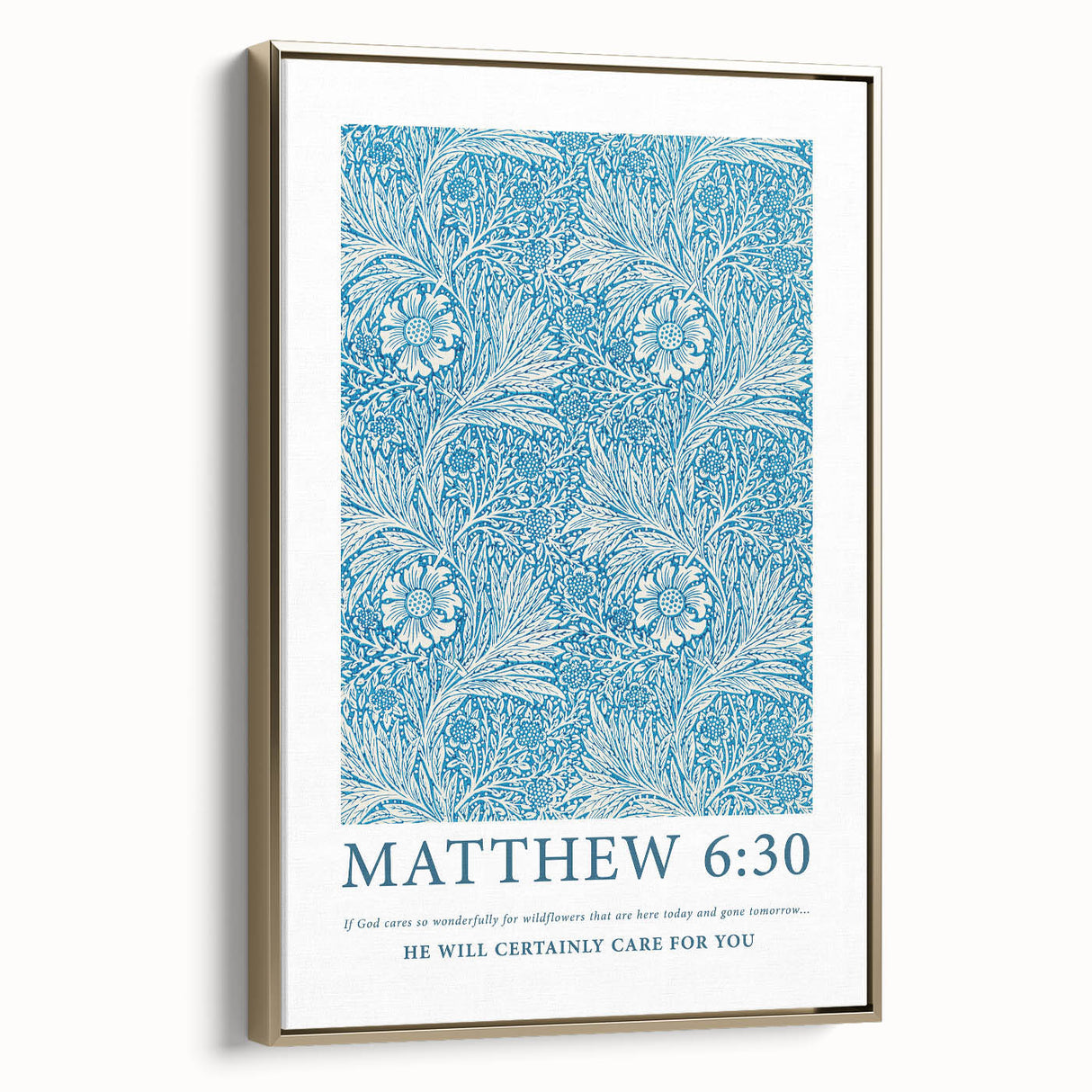 Biblical Typography Wall Art - Matthew 6:30 Floral Canvas Print