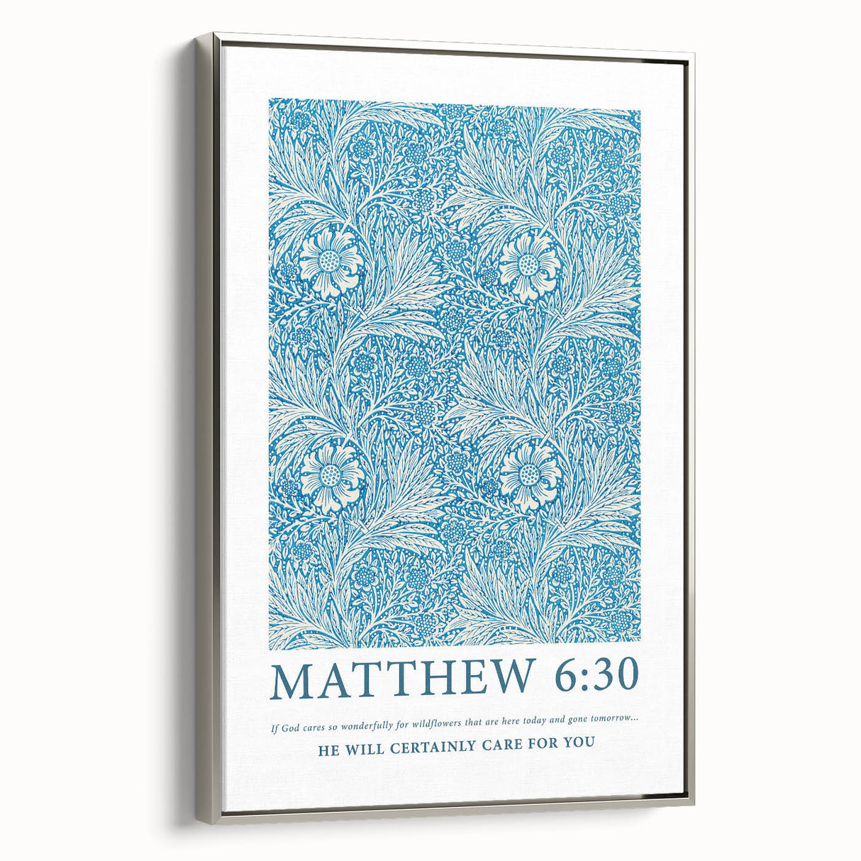 Biblical Typography Wall Art - Matthew 6:30 Floral Canvas Print