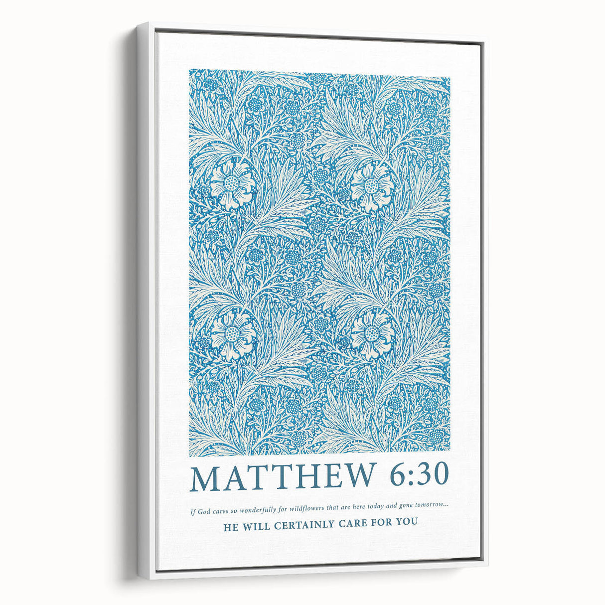 Biblical Typography Wall Art - Matthew 6:30 Floral Canvas Print