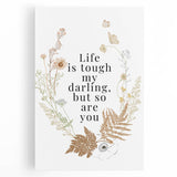 Botanical Typography Art Print – Motivational Quote on Canvas