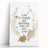 Botanical Typography Art Print – Motivational Quote on Canvas