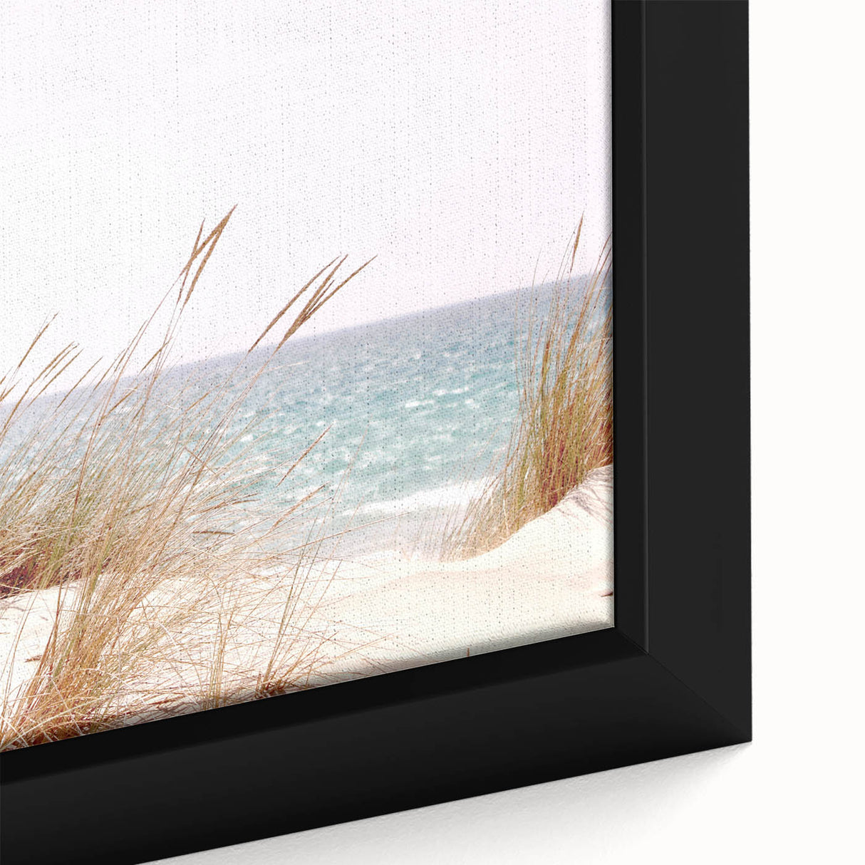 Close-up of black wall art featuring a textured, colorful abstract design on a framed canvas, suitable for living room decor.