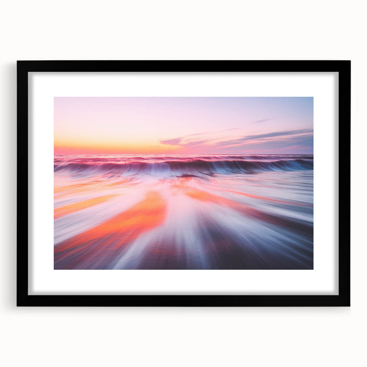 Sunset Ocean Waves – Dynamic Abstract Motion Wall Art