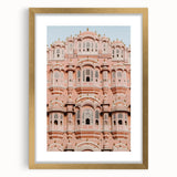 Elegant gold-framed landscape art print depicting a serene castle scene, complete with a mat for added depth, ideal for enhancing home decor with a touch of sophistication.