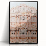 Framed acrylic artwork showcasing a detailed landscape of a majestic castle, featuring a black frame and vibrant colors, ideal for home decor or office settings.