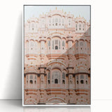 Framed acrylic artwork showcasing a picturesque landscape with a majestic castle, elegantly displayed with a white frame, ideal for home decor or office ambiance.