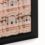 Close-up of a framed canvas print showcasing a vibrant landscape featuring a majestic castle set against a serene sky, perfect for home decor and art enthusiasts.