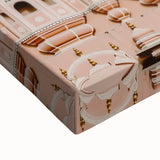 Close-up of a vibrant stretched canvas artwork depicting a picturesque landscape with a majestic castle under a clear blue sky, ideal for home decor.