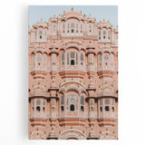 Stretched canvas artwork depicting a serene landscape with a majestic castle surrounded by lush greenery, showcasing vibrant colors and intricate details, perfect for home decor.