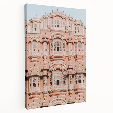 Stretched canvas artwork depicting a stunning landscape with a majestic castle, featuring vibrant colors and intricate details, perfect for home decor.