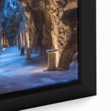 Framed canvas artwork showcasing a close-up of a vibrant cave landscape, highlighting intricate textures and colors, perfect for enhancing home decor with nature-inspired art.