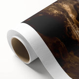 Rolled canvas showcasing a vibrant landscape with intricate cave designs in earthy tones, elegantly packaged in a durable cardboard tube for safe delivery.