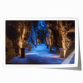 Rolled print showcasing a stunning landscape scene with intricate cave formations, featuring earthy tones and textures, ideal for home decor or artistic display.