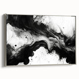 Fluid Black and White Abstract Bedroom Wall Art – Framed & Canvas