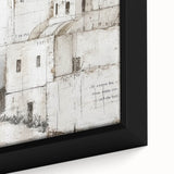 Abstract architectural wall art print showcasing intricate geometric patterns in vibrant colors, framed and ready to enhance modern decor with a stylish touch.