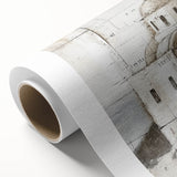 Abstract architectural wall art on rolled canvas featuring geometric shapes in vibrant colors, perfect for modern home decor, rolled and ready for display.