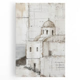 Abstract architecture wall art design on stretched canvas, showcasing geometric shapes and vibrant colors, perfect for modern home decor and artistic expression.