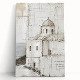 Abstract architectural wall art on stretched canvas, showcasing bold geometric patterns in vibrant colors. Ideal for modern home decor and artistic expression.