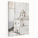 Abstract architectural wall art design on stretched canvas, showcasing dynamic lines and geometric shapes with a modern color palette, ideal for contemporary decor.