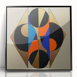 Framed abstract geometric artwork in black acrylic, showcasing sharp angles and modern design elements, perfect for contemporary home decor.