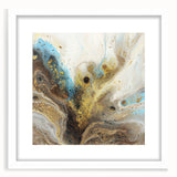 Abstract art print showcasing vibrant splatter designs within a white frame, featuring a mat for added depth. Ideal for modern home decor and artistic display.