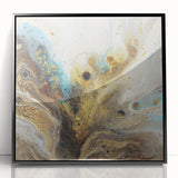 Framed acrylic artwork showcasing a vibrant abstract splatter design in black, perfect for modern home decor. Ideal for adding a contemporary touch to living spaces.