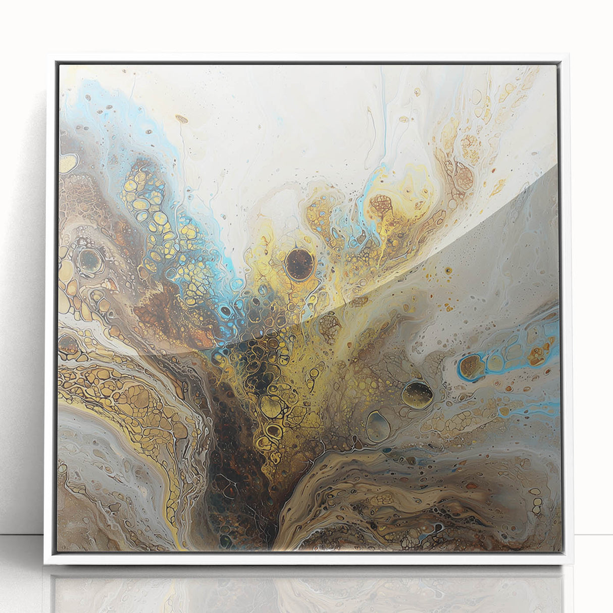 Framed acrylic wall art featuring vibrant abstract splatters in bold colors against a white background, adding a modern touch to any room decor. Perfect for art enthusiasts seeking contemporary styles.