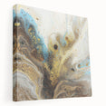 Abstract splatter art on stretched canvas showcasing vibrant colors and dynamic patterns, perfect for modern home decor. Side view highlights the textured design and quality craftsmanship.