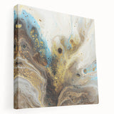 Abstract splatter art on stretched canvas showcasing vibrant colors and dynamic patterns, perfect for modern home decor. Side view highlights the textured design and quality craftsmanship.