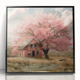 Large abstract wall art depicting mid-century modernist architecture in black and white on a framed acrylic print.