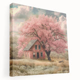 Canvas print of quaint cottages in muted earth tones, ideal for kitchen wall art.