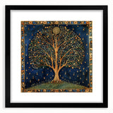 Framed wall art featuring a vibrant design of flowers and botanical leaves, set in a sleek black frame with a white mat, ideal for modern home decor.