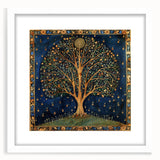 Floral wall art print showcasing vibrant flowers and botanical leaves, framed in a sleek white mat, perfect for home decor or office styling.