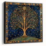 Framed wall art showcasing an elegant design of colorful flowers and botanical leaves on a black background, viewed from the side, perfect for modern home decor.