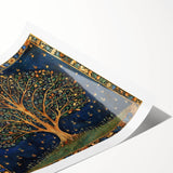 Vibrant rolled wall art print featuring an intricate floral and botanical design, showcasing colorful flowers and leaves on a textured background, ideal for home décor.