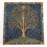 Colorful wall art canvas featuring a floral and botanical design with vibrant flowers and leaves, elegantly leaning against a neutral background, perfect for home decor.