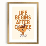 Abstract art print featuring swirling patterns in gold and black on a framed canvas.