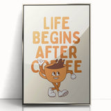 Large art print of a mid-century modernist food and drinks design in silver frame, ideal for modern kitchen decor.