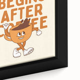 Close-up of black wall art featuring colorful, textured food and drink motifs on a framed canvas.