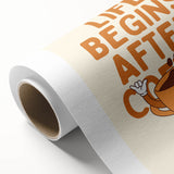 Art deco poster featuring stylized food and drink motifs in bold colors on rolled canvas.