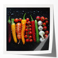 Rolled canvas print featuring an assortment of vibrant, colorful fruits, ideal for art wall dining room or kitchen decor.