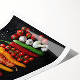 Extra large wall art featuring line art flowers in black on white, rolled print format.