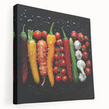 Large canvas print featuring assorted fruits in bright colors, ideal for kitchen wall art.