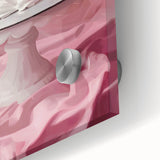 Close-up of large abstract pastries wall art in acrylic glass, featuring mid-century modernist style.