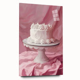 Large abstract wall art of assorted pastries in soft pastel tones on acrylic glass.