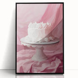 Large abstract wall art featuring assorted pastries in vibrant colors on black acrylic, framed.