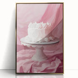 Large art print of assorted pastries in mid-century modernist style, framed in gold acrylic.