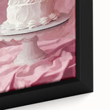 Close-up of a black framed canvas featuring colorful pastries in a textured style.