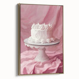 Framed canvas wall art featuring a vintage poster of assorted pastries, set against a black background.